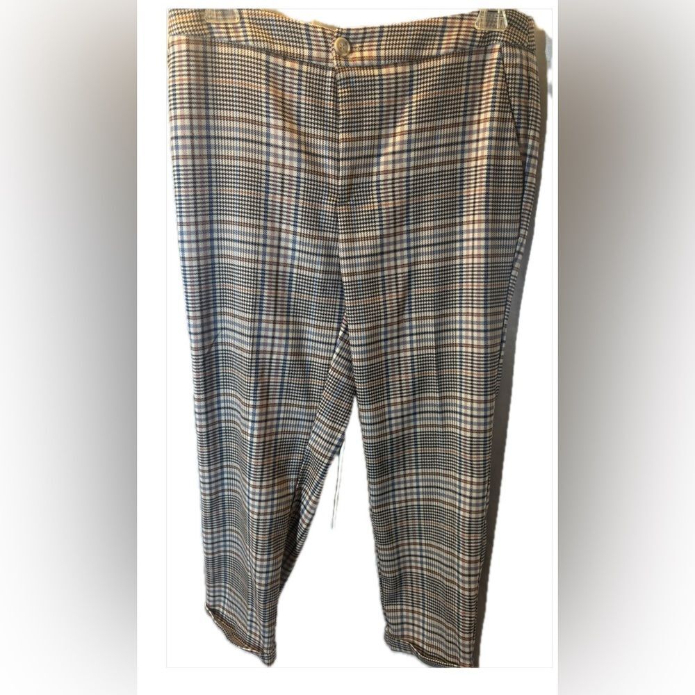 Anthropologie Malcolm Plaid Trousers - brown,blue,pink straight ankle cuffed
